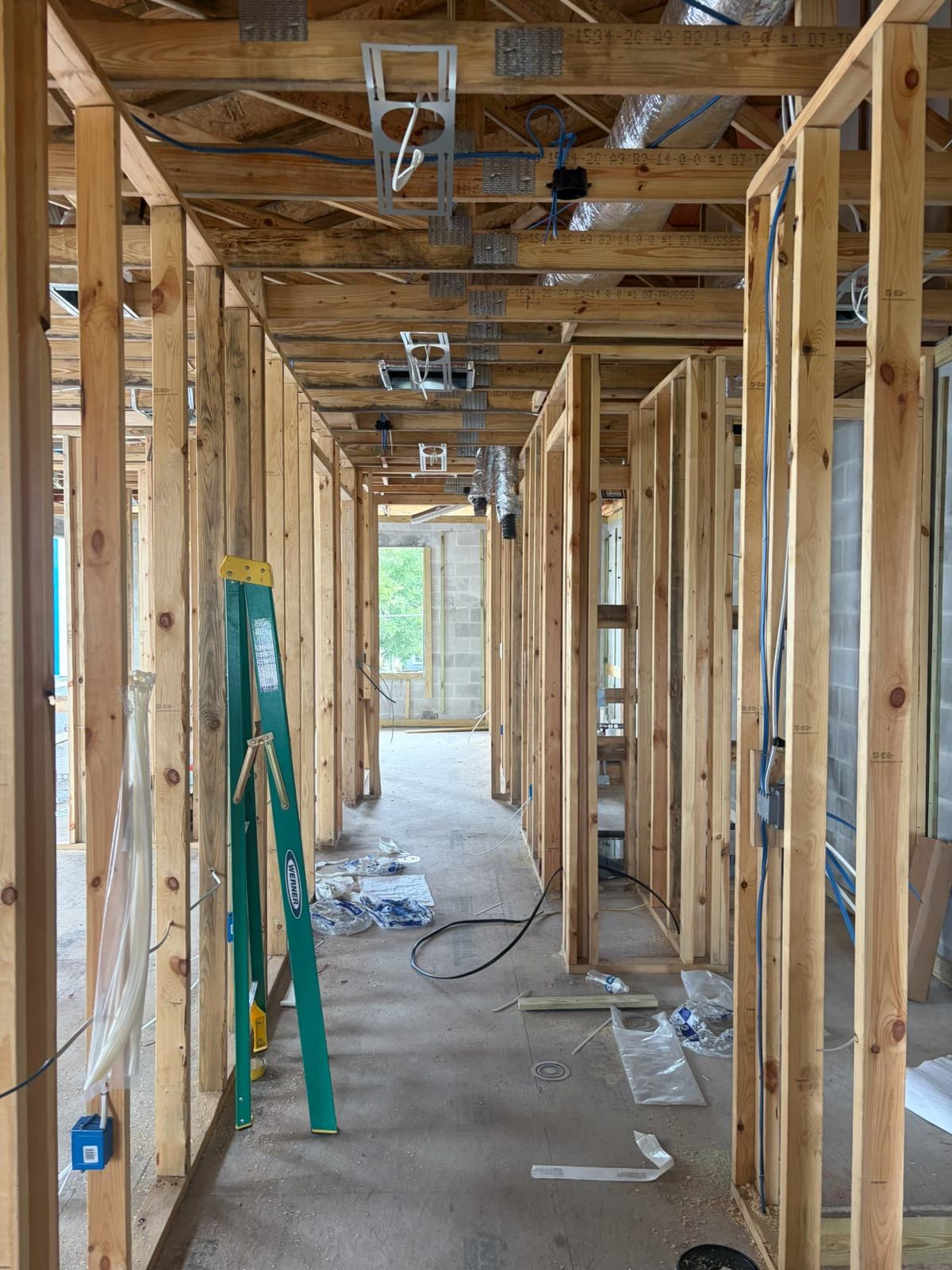 Construction progress: Hallway framing